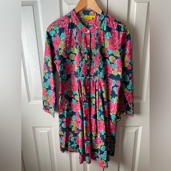 Roberta Roller Rabbit Floral Long Sleeve Dress - Pink and Green - Picture 1 of 8